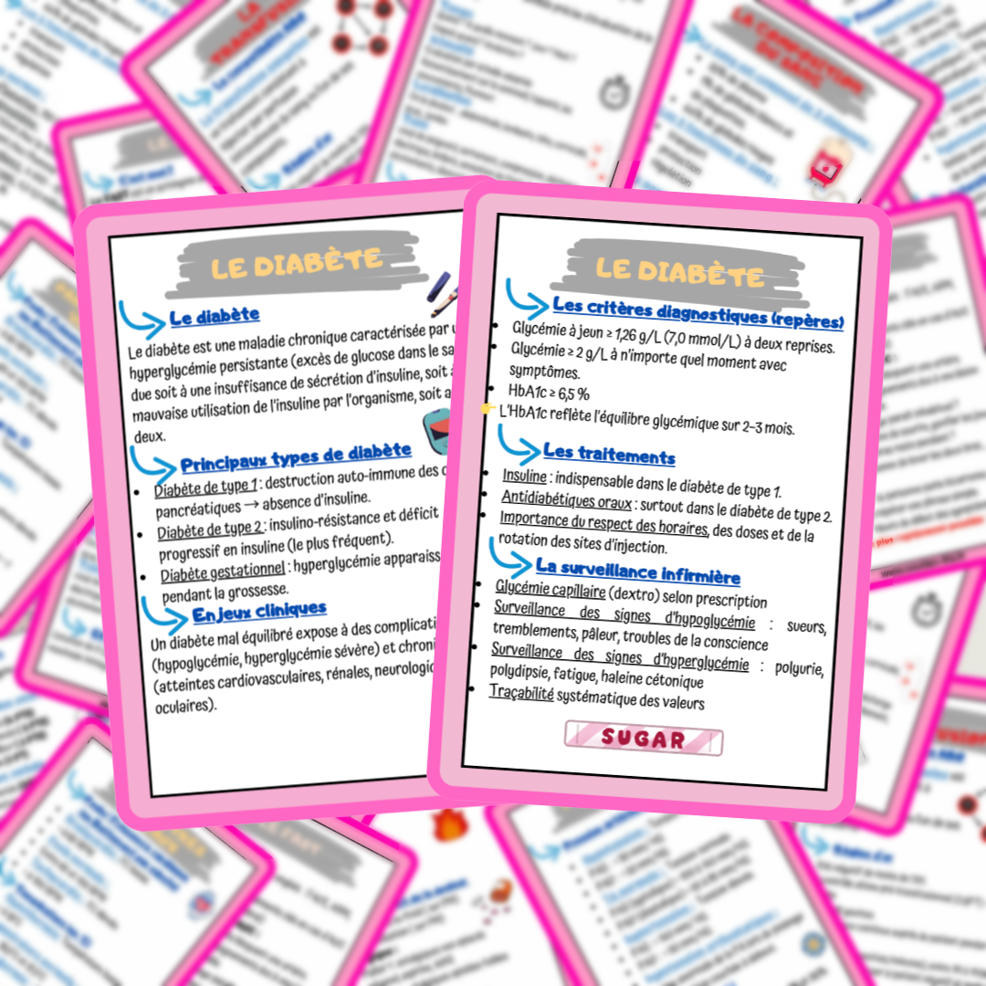 Lots de 4 fiches mémos IDE - Pathologies les plus rencontrées