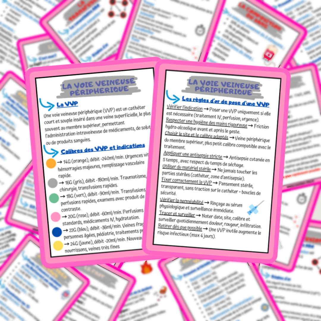 Lots de 4 fiches mémos IDE - les soins techniques