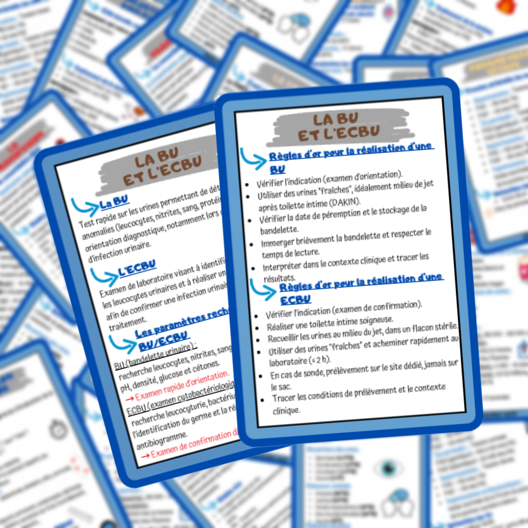 Lots de 4 fiches mémos IDE - les soins techniques