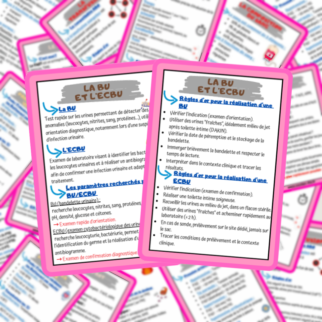 Lots de 4 fiches mémos IDE - les soins techniques