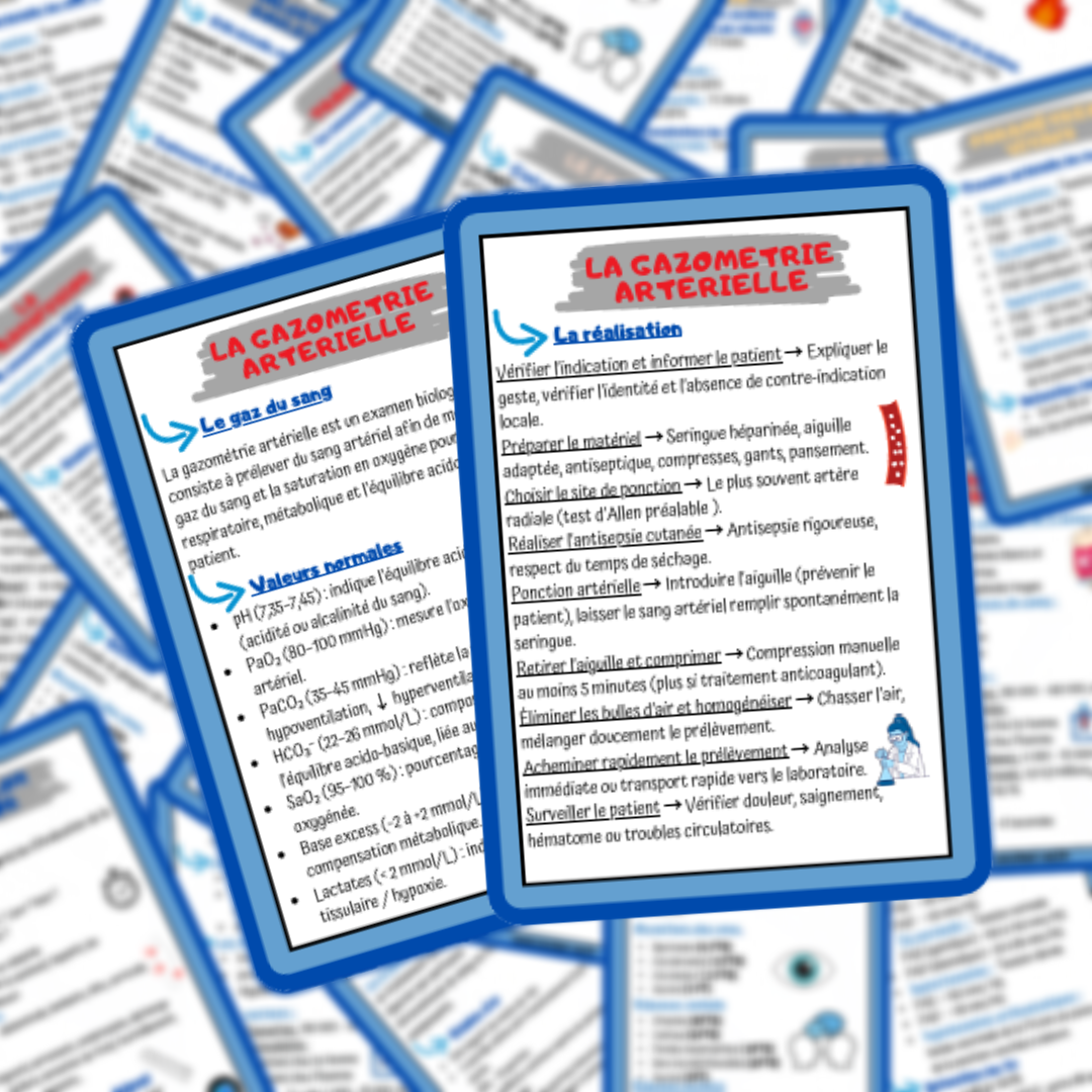 Lots de 4 fiches mémos IDE - les soins techniques