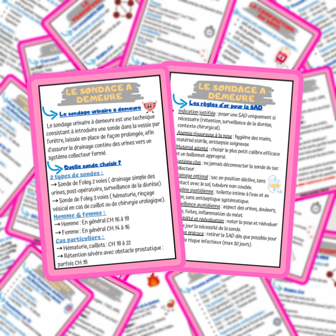 Lots de 4 fiches mémos IDE - les soins techniques