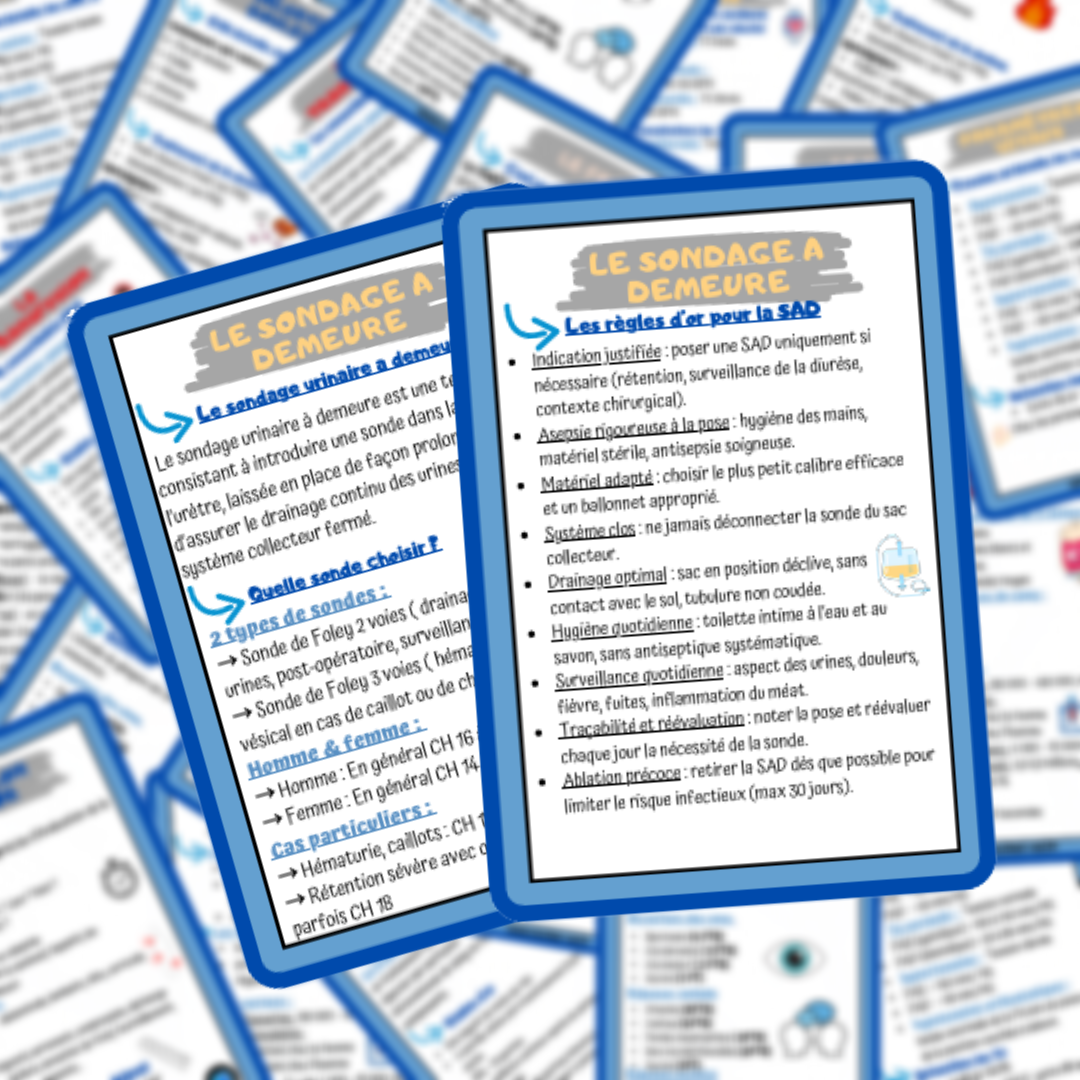 Lots de 4 fiches mémos IDE - les soins techniques