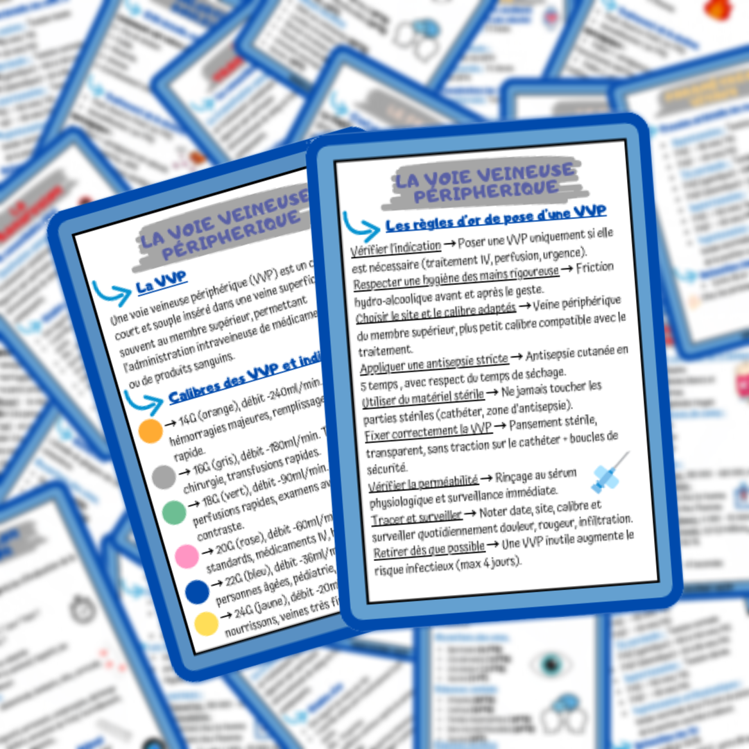 Lots de 4 fiches mémos IDE - les soins techniques